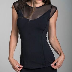 Fitted Black Cap Sleeve Blouse with Cut Out Design